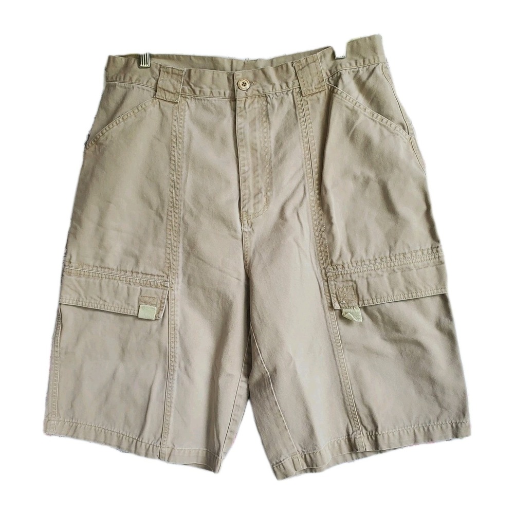 Vintage PJ Mark Men's Khaki Cargo Shorts Utility Pockets Baggy Skater‎ Sz 36 Y2K